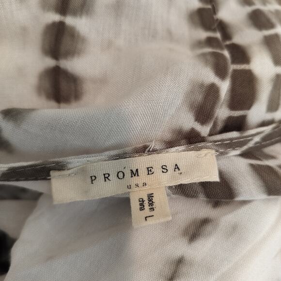 Promesa Flared Sleeve Wrap Blouse Tie Dye Green Hi Low - Picture 8 of 8